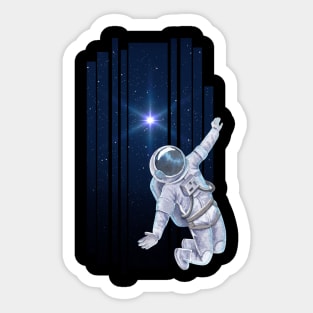 Flying floating astronaut Ufo alien funny cute spaceship moon mars cosmic space Sticker